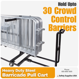 Heavy Duty Steel Barricade Pull Cart | Holds 30 Crowd Control Barriers