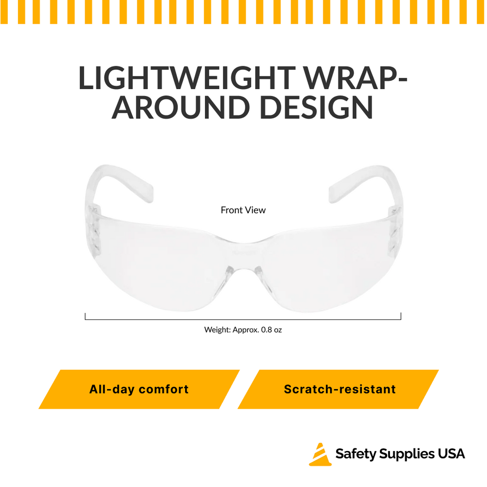 Pyramex S4110S Clear Lens Safety Glasses – Lightweight Intruder Style Eye Protection with Scratch-Resistant Coating