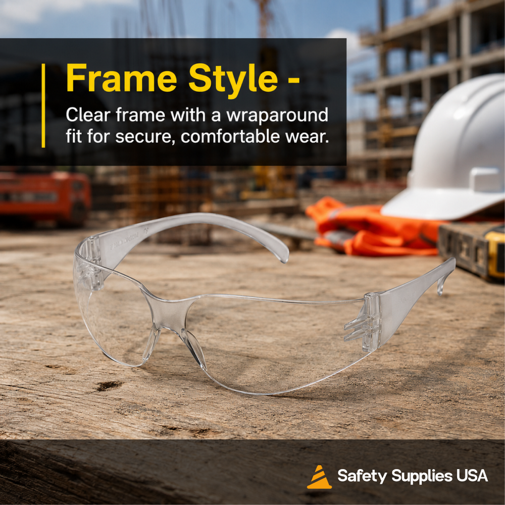 Pyramex S4110S Clear Lens Safety Glasses – Lightweight Intruder Style Eye Protection with Scratch-Resistant Coating