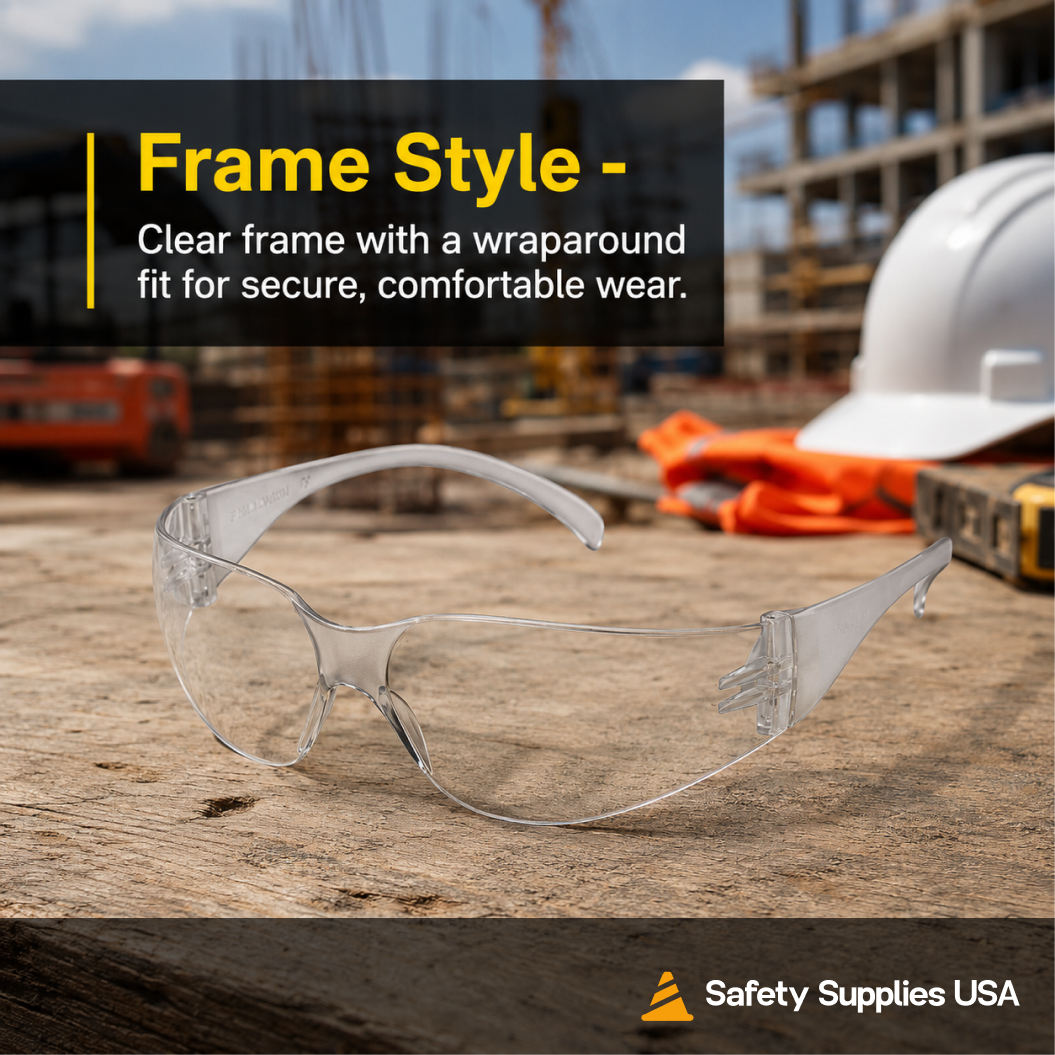 Pyramex S4110S Clear Lens Safety Glasses – Lightweight Intruder Style Eye Protection with Scratch-Resistant Coating