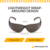 Pyramex S4120ST Intruder Safety Glasses – Gray Anti-Fog Lens & Frame, Lightweight, Scratch-Resistant, ANSI Z87.1 Rated