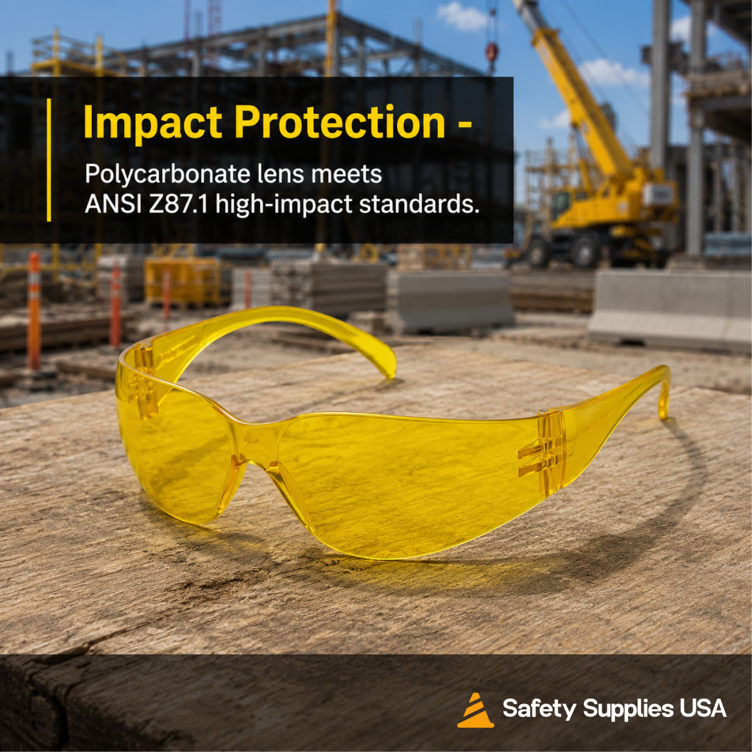 Pyramex S4130S Intruder Safety Glasses – Amber Lens & Frame, Lightweight, Scratch-Resistant, ANSI Z87.1 Rated