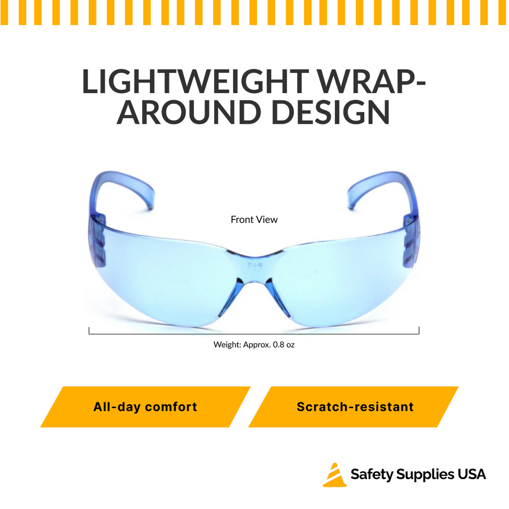 Pyramex S4160S Intruder Safety Glasses – Infinity Blue Lens & Frame, Anti-Slip, ANSI Z87.1 Rated, Lightweight