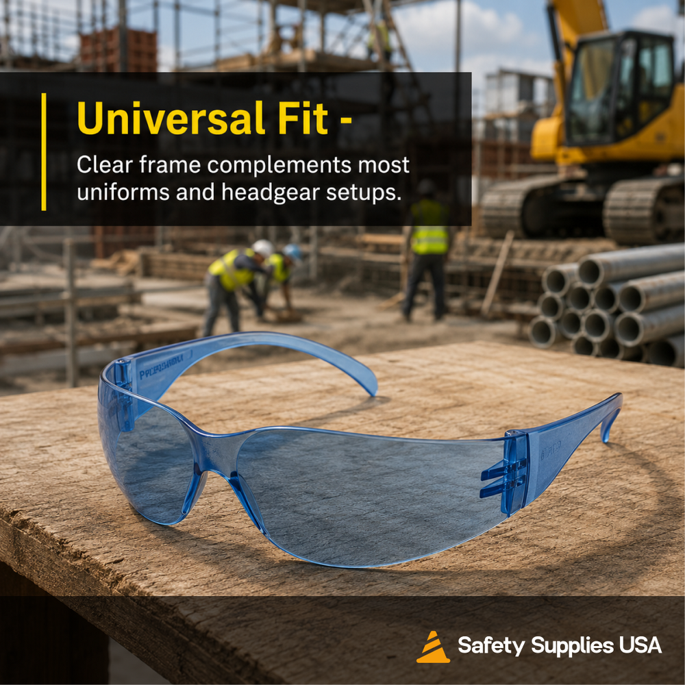 Pyramex S4160S Intruder Safety Glasses – Infinity Blue Lens & Frame, Anti-Slip, ANSI Z87.1 Rated, Lightweight