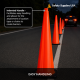 36" Orange Traffic Cone, Black Base