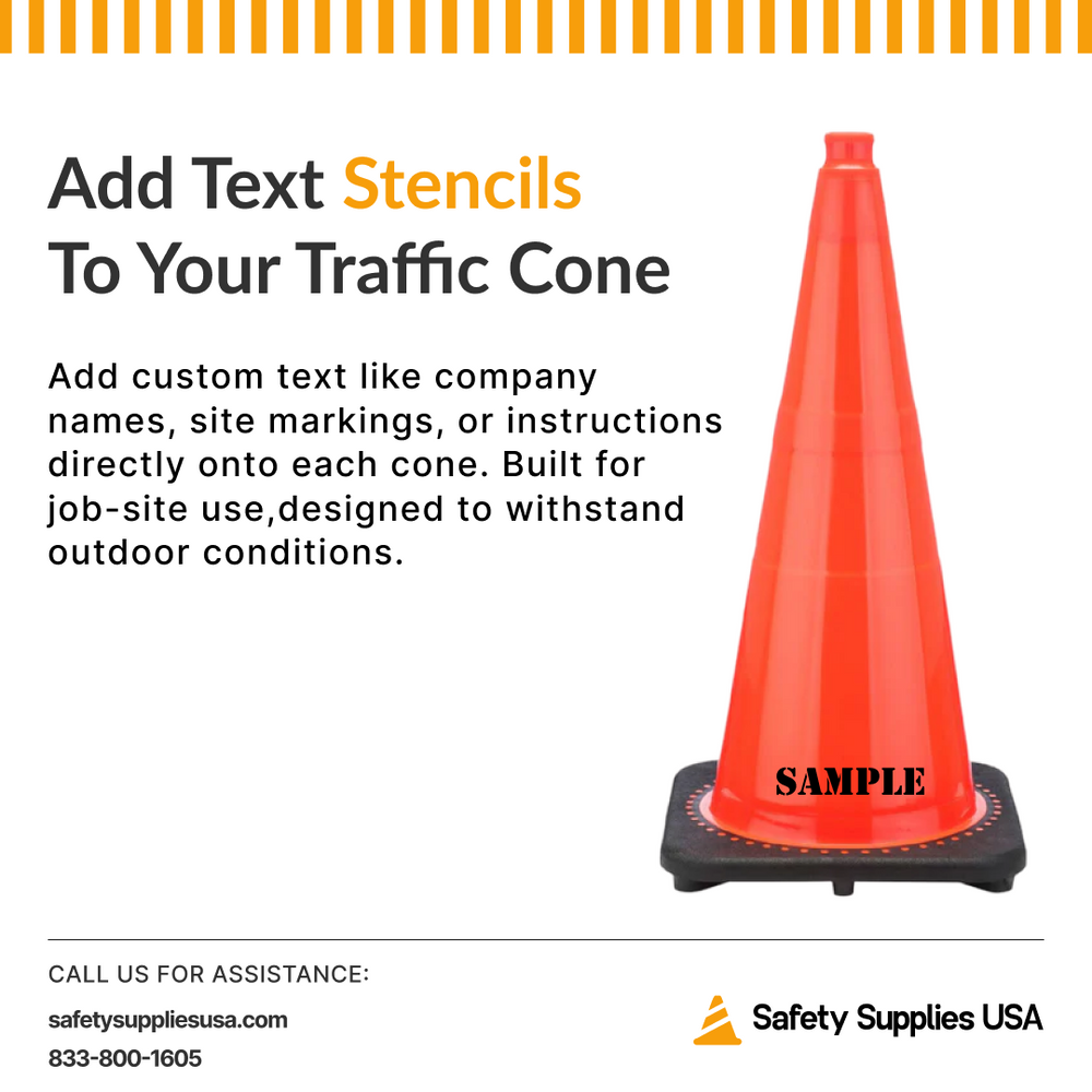 28" Orange Wide Body Traffic Cone, 7lb Black Base