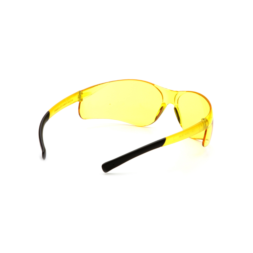 Pyramex S2530S Amber Lens Safety Glasses – Wraparound Protective Eyewear for Low-Light & Glare Control
