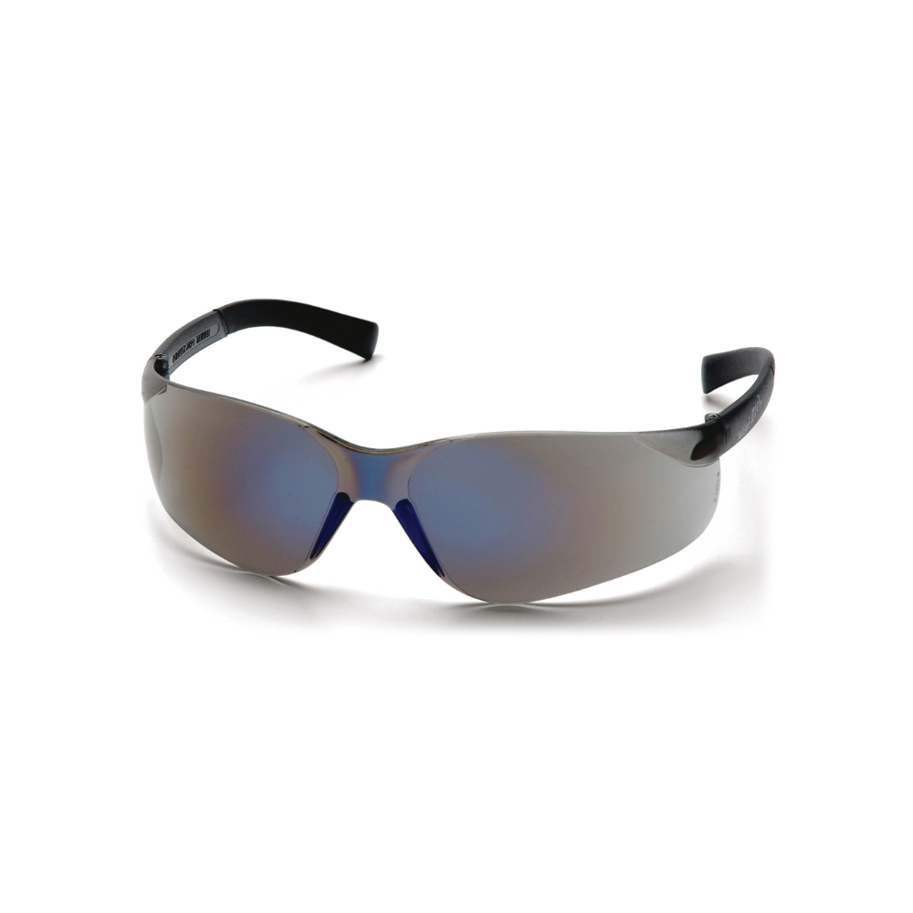 Pyramex S2575SN Blue Mirror Lens Mini Safety Glasses for Small Faces – Wraparound Compact Protective Eyewear