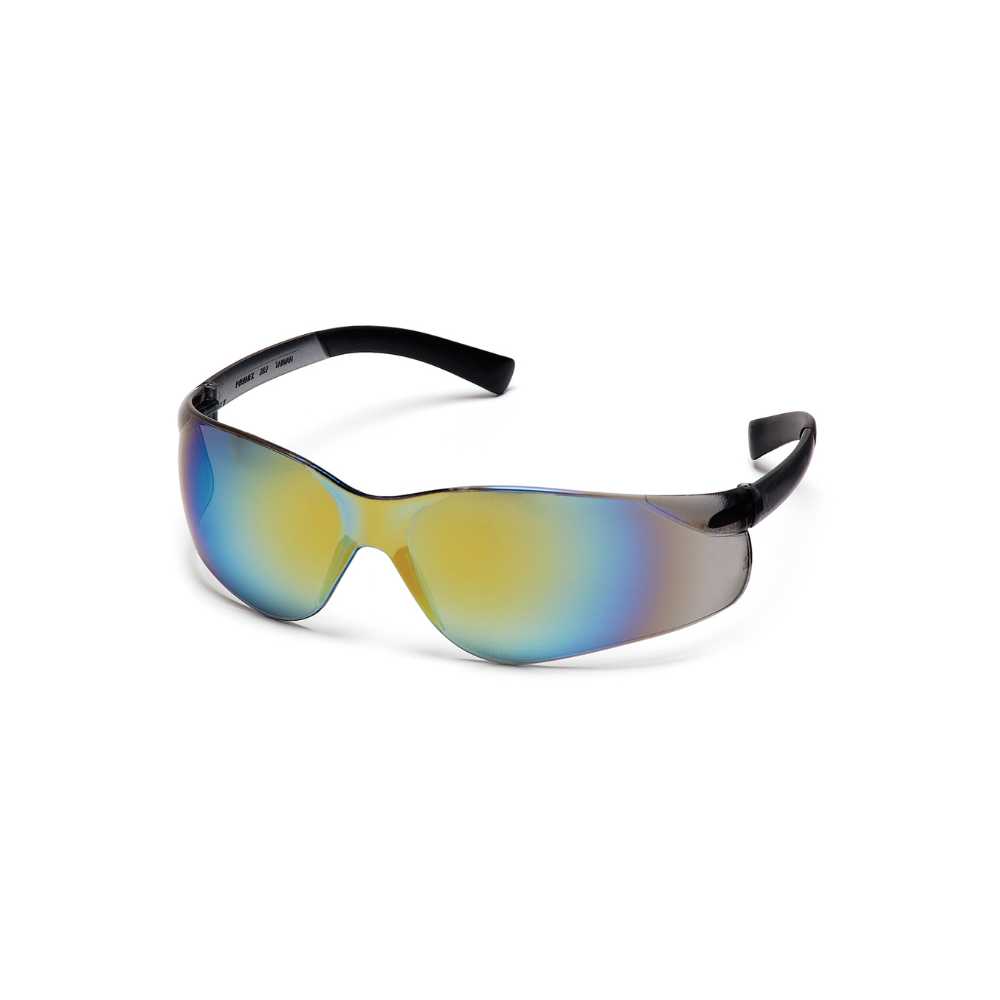 Pyramex S2590S Gold Mirror Lens Safety Glasses – Wraparound Protective Eyewear for UV & Glare Control