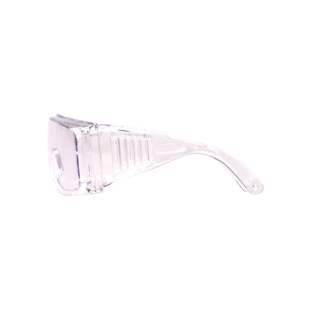 Pyramex S510S Clear Frameless Safety Glasses – Lightweight Over-Glasses Protective Eyewear with Venting & UV Blocking
