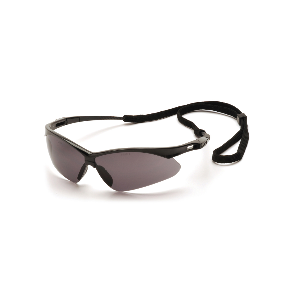 Pyramex SB6320SP Black Frame Gray-Lens Safety Glasses – Wraparound Protective Eyewear with Glare Reduction & UV-Filter