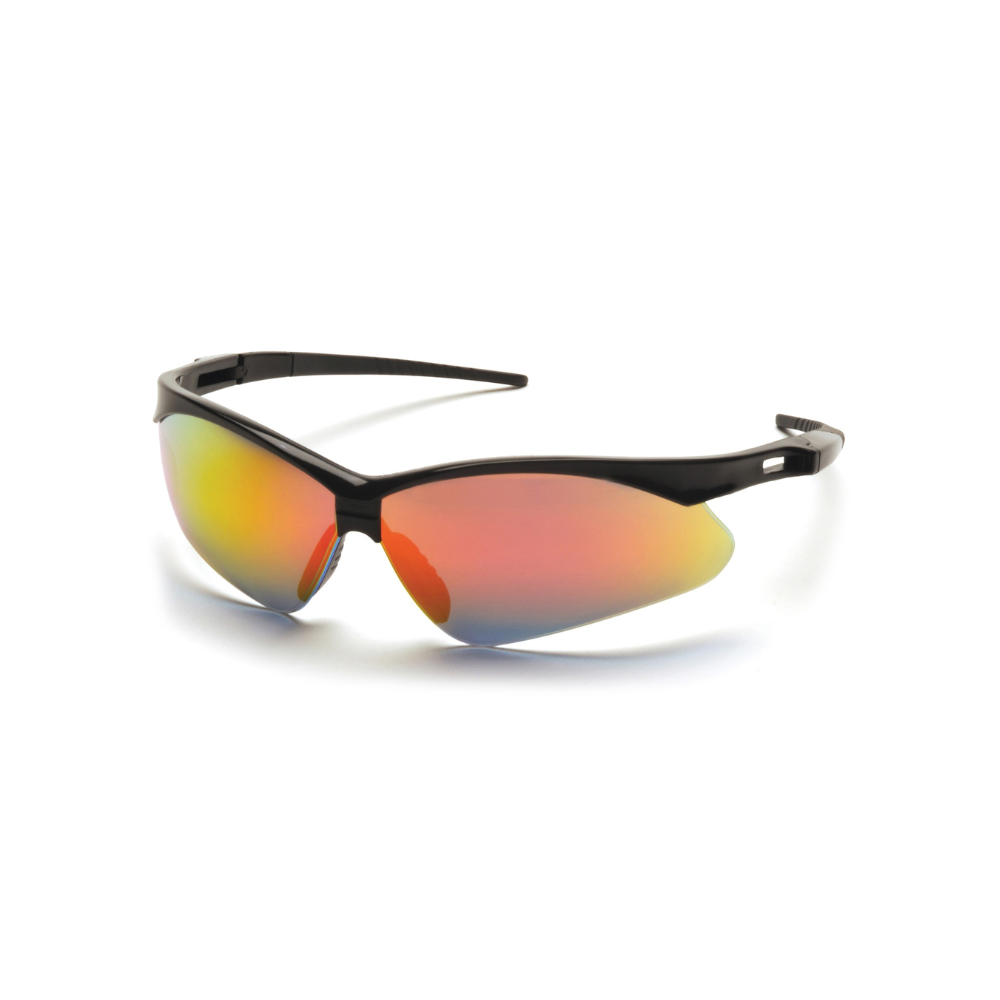 Pyramex SB6345SP Ice Orange Mirror Lens Safety Glasses with Black Frame – Wraparound Protective Eyewear for Glare Control & UV Protection