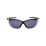 Pyramex SB6375SP Blue Mirror Lens Safety Glasses with Black Frame – Wraparound Protective Eyewear for UV & Glare Reduction