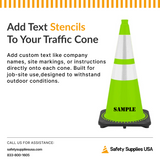 28" Lime Green Traffic Cone, 7 lb Black Base