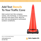 36" Orange Traffic Cone, Black Base