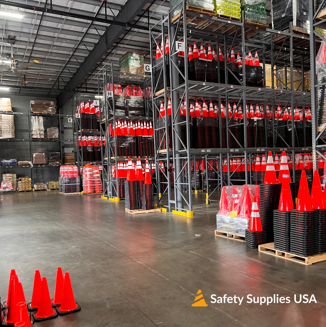 100 Cones Bulk Pallet, 28" Orange Traffic Cone, 7lb Black Base, w/6" & 4" Retroreflective Collars, MUTCD Compliant