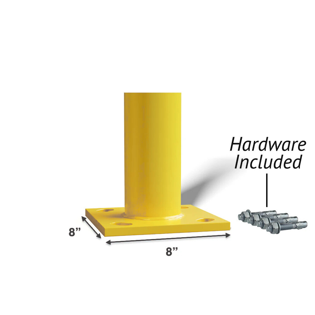 Safety Yellow Steel Bollards, 4.5" Diameter, 24–72" Height – Surface or In-Ground Mount Safety Barrier