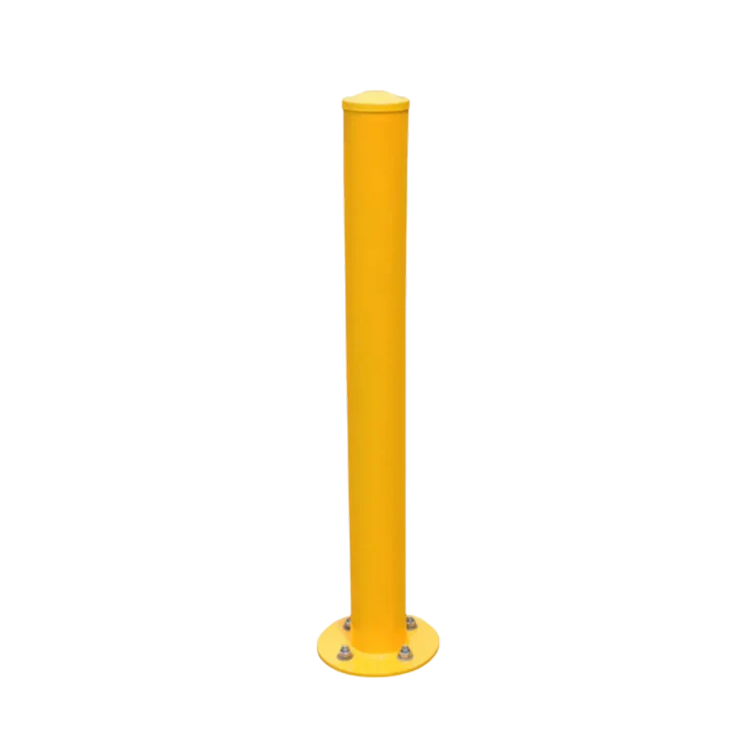 Yellow Steel Bollard with Round Base