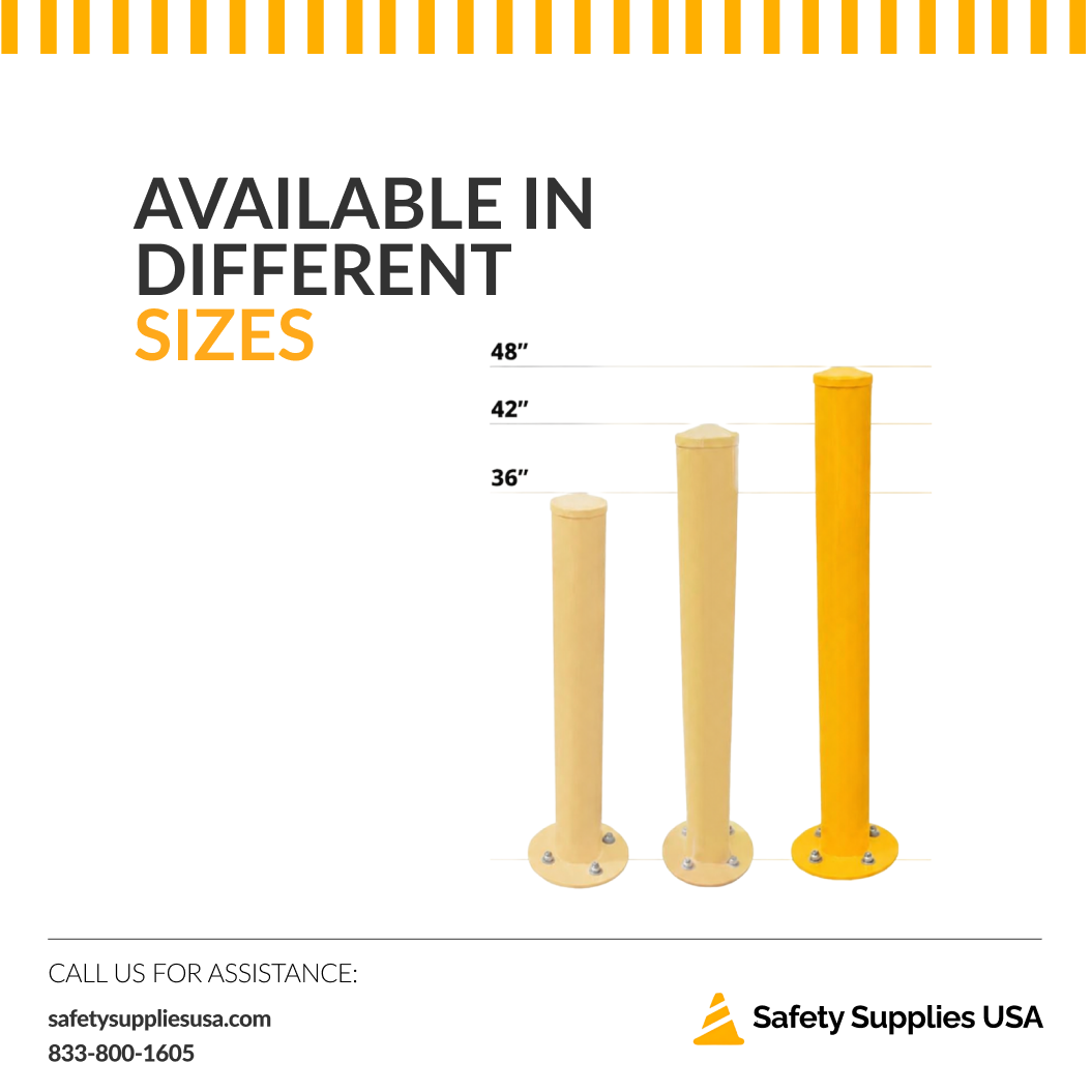 Yellow Steel Bollard with Round Base