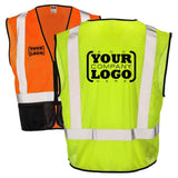 Class 2 Black Bottom Mesh Safety Vest with Zipper Closure, Reflective Tape & Multi-Pocket Design, ANSI Type R Compliant, Hi-Vis Lime/Orange, M-5XL