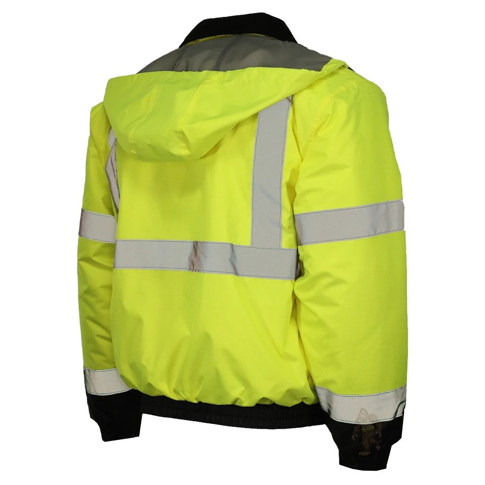 ANSI Class 3 Quilted Bomber Safety Jacket with Waterproof PU-Coated Shell, Black Bottom & Reflective Tape