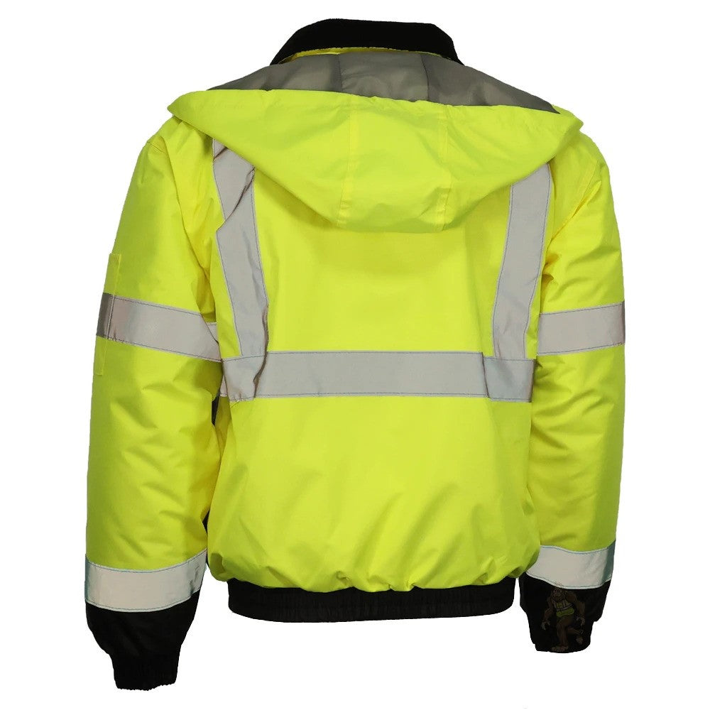 ANSI Class 3 Quilted Bomber Safety Jacket with Waterproof PU-Coated Shell, Black Bottom & Reflective Tape