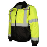 ANSI Class 3 Quilted Bomber Safety Jacket with Waterproof PU-Coated Shell, Black Bottom & Reflective Tape