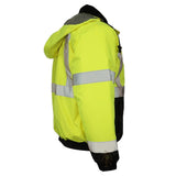 ANSI Class 3 Quilted Bomber Safety Jacket with Waterproof PU-Coated Shell, Black Bottom & Reflective Tape