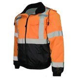 ANSI Class 3 Quilted Bomber Safety Jacket with Waterproof PU-Coated Shell, Black Bottom & Reflective Tape