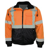ANSI Class 3 Quilted Bomber Safety Jacket with Waterproof PU-Coated Shell, Black Bottom & Reflective Tape