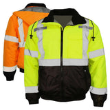 ANSI Class 3 Quilted Bomber Safety Jacket with Waterproof PU-Coated Shell, Black Bottom & Reflective Tape