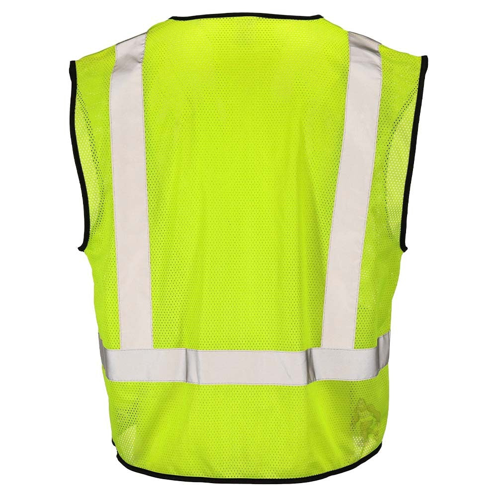 Class 2 Black Bottom Mesh Safety Vest with Zipper Closure, Reflective Tape & Multi-Pocket Design, ANSI Type R Compliant, Hi-Vis Lime/Orange, M-5XL