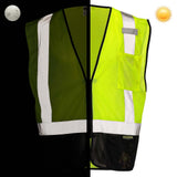 Class 2 Black Bottom Mesh Safety Vest with Zipper Closure, Reflective Tape & Multi-Pocket Design, ANSI Type R Compliant, Hi-Vis Lime/Orange, M-5XL