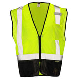 Class 2 Black Bottom Mesh Safety Vest with Zipper Closure, Reflective Tape & Multi-Pocket Design, ANSI Type R Compliant, Hi-Vis Lime/Orange, M-5XL