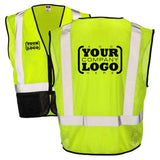 Class 2 Black Bottom Mesh Safety Vest with Zipper Closure, Reflective Tape & Multi-Pocket Design, ANSI Type R Compliant, Hi-Vis Lime/Orange, M-5XL