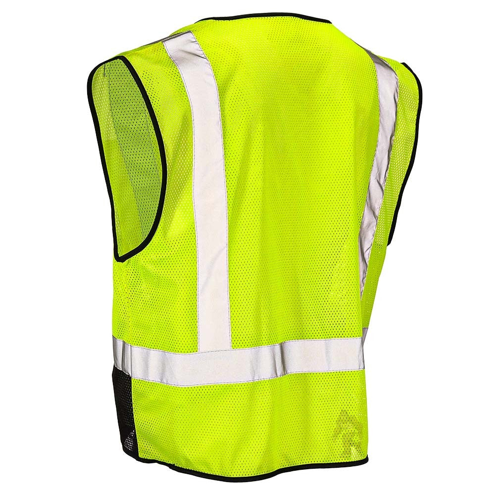 Class 2 Black Bottom Mesh Safety Vest with Zipper Closure, Reflective Tape & Multi-Pocket Design, ANSI Type R Compliant, Hi-Vis Lime/Orange, M-5XL