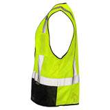 Class 2 Black Bottom Mesh Safety Vest with Zipper Closure, Reflective Tape & Multi-Pocket Design, ANSI Type R Compliant, Hi-Vis Lime/Orange, M-5XL