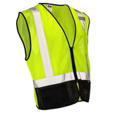 Class 2 Black Bottom Mesh Safety Vest with Zipper Closure, Reflective Tape & Multi-Pocket Design, ANSI Type R Compliant, Hi-Vis Lime/Orange, M-5XL