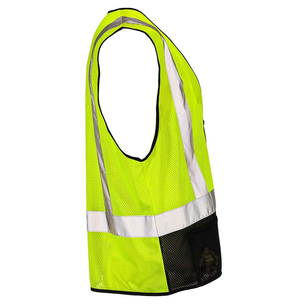 Class 2 Black Bottom Mesh Safety Vest with Zipper Closure, Reflective Tape & Multi-Pocket Design, ANSI Type R Compliant, Hi-Vis Lime/Orange, M-5XL