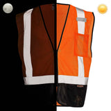 Class 2 Black Bottom Mesh Safety Vest with Zipper Closure, Reflective Tape & Multi-Pocket Design, ANSI Type R Compliant, Hi-Vis Lime/Orange, M-5XL