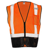 Class 2 Black Bottom Mesh Safety Vest with Zipper Closure, Reflective Tape & Multi-Pocket Design, ANSI Type R Compliant, Hi-Vis Lime/Orange, M-5XL