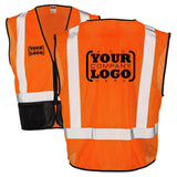 Class 2 Black Bottom Mesh Safety Vest with Zipper Closure, Reflective Tape & Multi-Pocket Design, ANSI Type R Compliant, Hi-Vis Lime/Orange, M-5XL