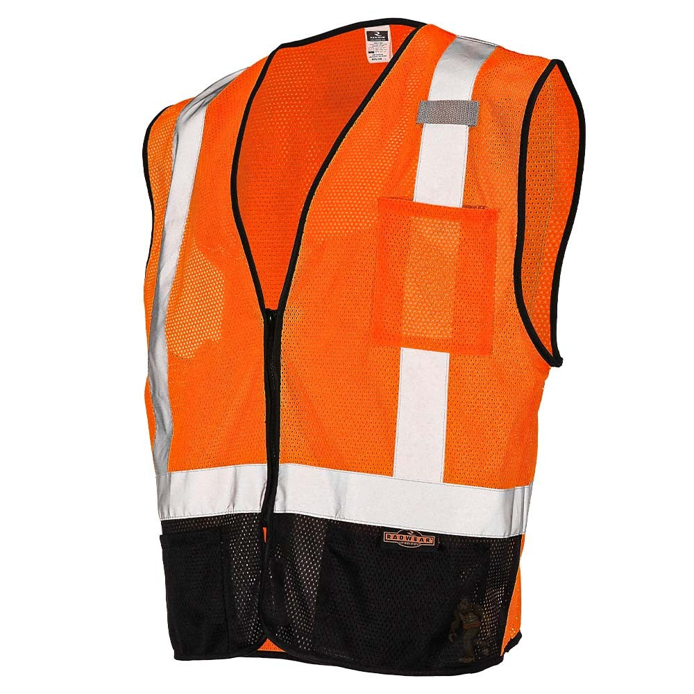 Class 2 Black Bottom Mesh Safety Vest with Zipper Closure, Reflective Tape & Multi-Pocket Design, ANSI Type R Compliant, Hi-Vis Lime/Orange, M-5XL