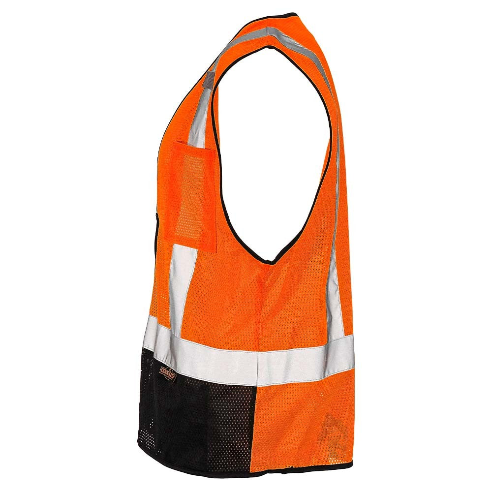 Class 2 Black Bottom Mesh Safety Vest with Zipper Closure, Reflective Tape & Multi-Pocket Design, ANSI Type R Compliant, Hi-Vis Lime/Orange, M-5XL