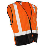 Class 2 Black Bottom Mesh Safety Vest with Zipper Closure, Reflective Tape & Multi-Pocket Design, ANSI Type R Compliant, Hi-Vis Lime/Orange, M-5XL