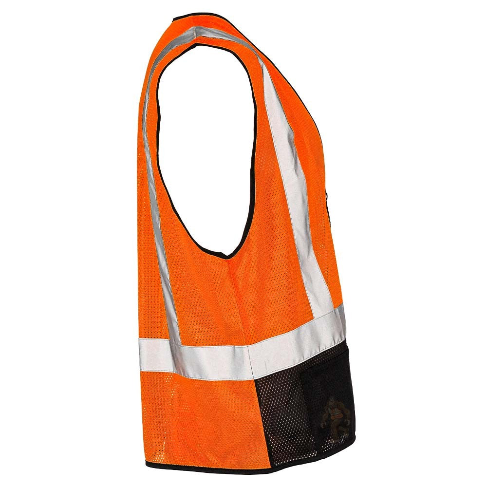 Class 2 Black Bottom Mesh Safety Vest with Zipper Closure, Reflective Tape & Multi-Pocket Design, ANSI Type R Compliant, Hi-Vis Lime/Orange, M-5XL