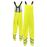 ANSI Class E Hi-Vis Self-Extinguishing Rain Bib Pants with Waterproof PVC Coating & Safety Fly
