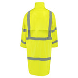 ANSI Class 3 Hi-Vis Self-Extinguishing Rain Trench Coat with Waterproof PVC Coating & Segmented Reflective Tape