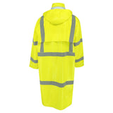 ANSI Class 3 Hi-Vis Self-Extinguishing Rain Trench Coat with Waterproof PVC Coating & Segmented Reflective Tape