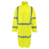 ANSI Class 3 Hi-Vis Self-Extinguishing Rain Trench Coat with Waterproof PVC Coating & Segmented Reflective Tape